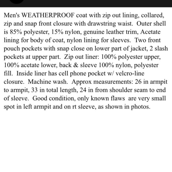 Weathervane by Weatherproof Jacket Men’s  L Blue Long Sleeve Pockets bar… - Picture 11 of 13